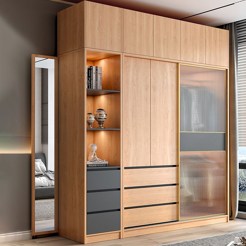 Sliding Engineered Wood Wardrobe Closet Modern Wardrobe Cabinet Clearhalo 'Armoires & Wardrobes' 'armoires_wardrobes' 'Bedroom Furniture' 'furn' 'furn_armoires_wardrobes' 'Furniture' 1200x1200_65492921-6476-4bc0-81ac-eca39681988a