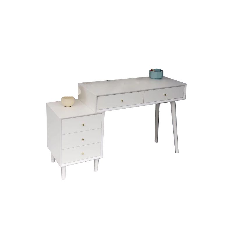 White Solid Wood  Makeup Vanity Desk Table with Drawers for Bedroom