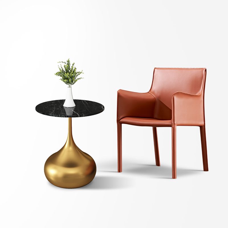 Contemporary Metal Dining Chair Dining Room Solid Back Single Chair with Arm Clearhalo ' kitchen&dining_furn' 'Dining Chairs' 'Dining Tables & Seating' 'dining_chair' 'furn' 'furn_dining_chair' 'Furniture' 'furniture_dining_chair' 'Kitchen & Dining Furniture' 'kitchen' 1200x1200_654a26da-1253-4f80-993e-8e424c20a159