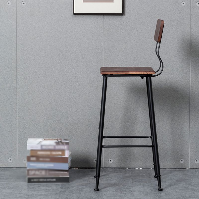 Industrial Style Ironwork Barstool Solid Wood Seat Bar High Chair with Backrest Clearhalo 'Bar Furniture' 'Bar Stools' 'bar_stools' 'furn' 'furn_bar_stools' 'furniture_bar_stools' 'Kitchen & Dining Furniture' 'kitchen&dining_furn' 'kitchen' 'kitchen_furn' Furniture' 1200x1200_654b1c77-3f59-4e94-8e24-8d84eb796232