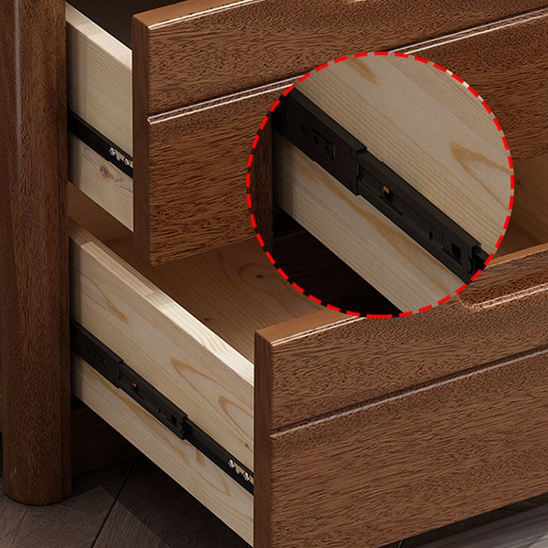 Solid Wood Bed Nightstand Traditional Night Table with 2 Drawers