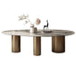 Modern Oval Table Stainless Steel Base Dining Table with 3 Legs