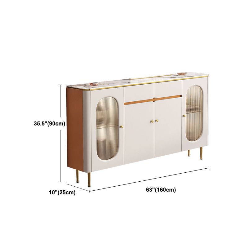 Sideboard di pietra in pietra glam bianca con porta per la cucina