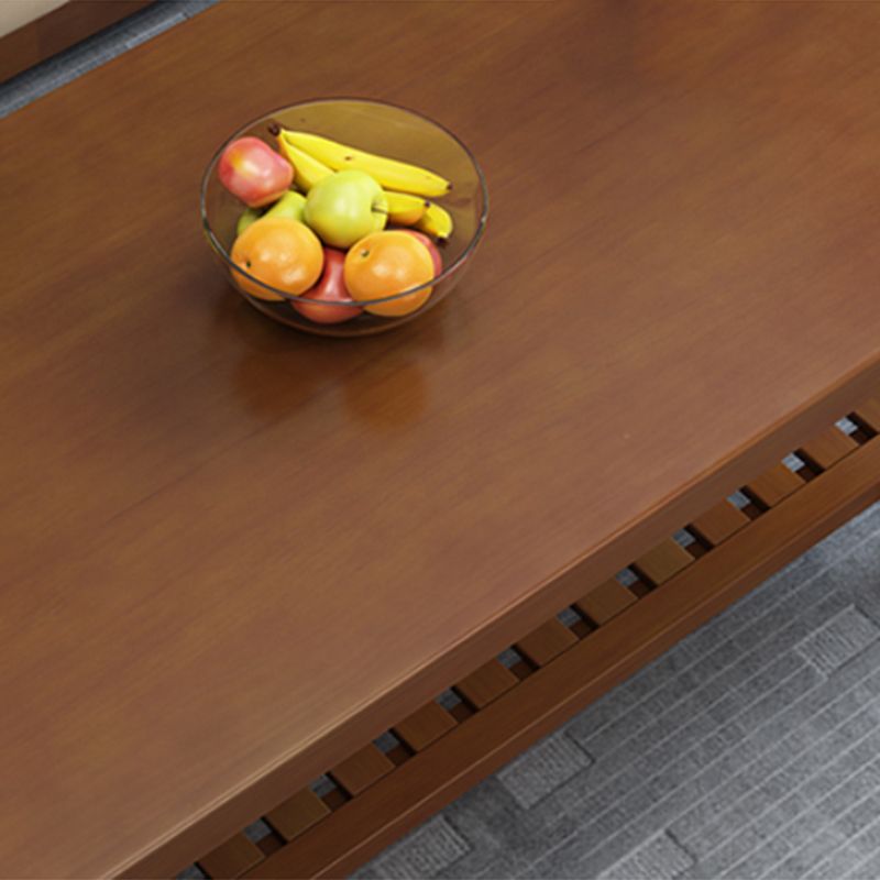 Rectangular Solid Wood Base with 4 Legs Nordic Style Coffee Table with Storage Rack