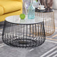 Glam Cocktail Table Abstract Faux Marble/Metal Storage Round Coffee Table