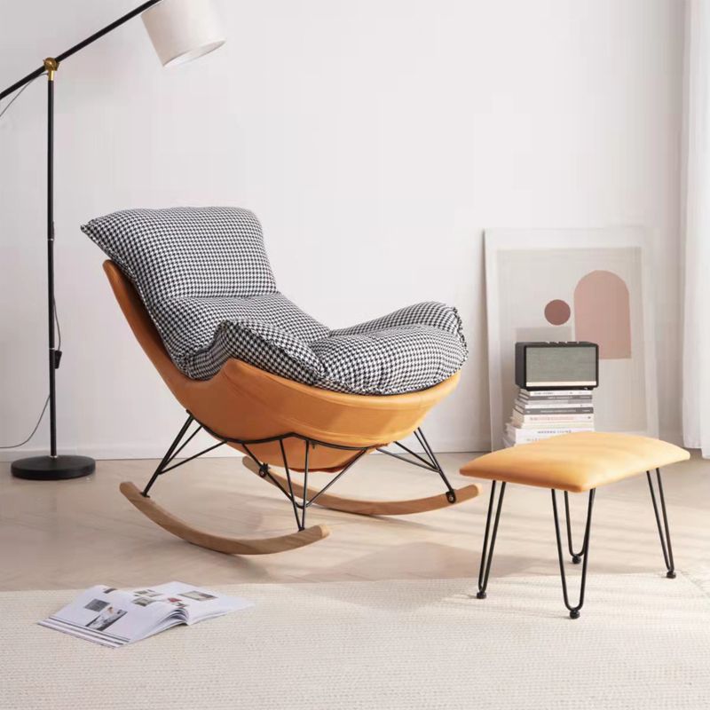 Chaise à bascule moderne planeur de bouton rembourré pour le salon