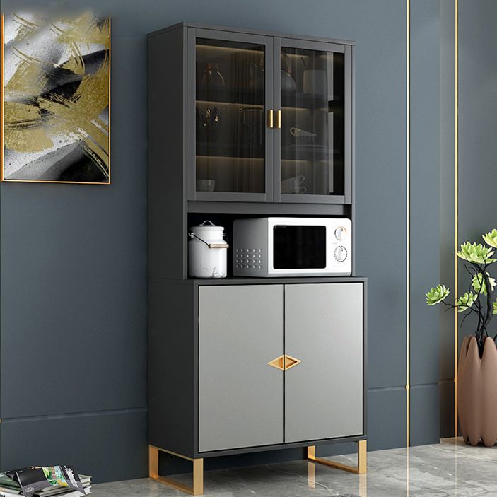 Modern Sideboard Buffet with Glass Doors Engineered Wood Buffet Server Clearhalo 'buffet_sideboard' 'Buffets & Sideboards' 'furn' 'furn_buffet_sideboard' 'Furniture' 'Kitchen & Dining Furniture' 1200x1200_65531049-830c-49e9-8647-736d22c24131