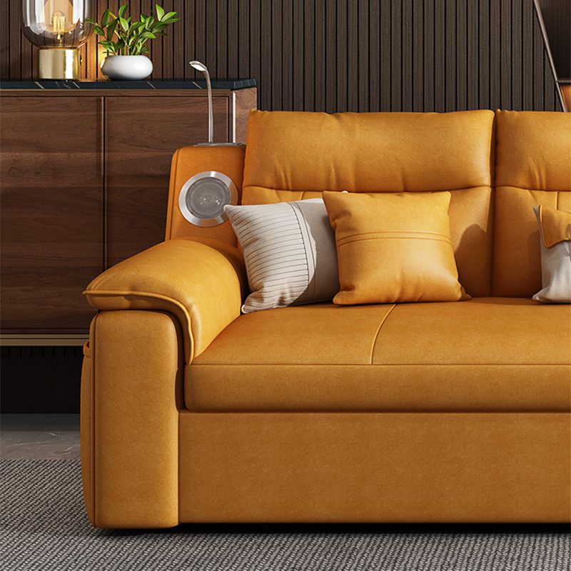 32" Wide Contemporary Futon Sofa Bed Orange Pillow Back Sleeper Sofa Clearhalo 'furn' 'furn_futons' 'Furniture' 'Futons & Daybeds' 'Futons' 'Living Room Furniture' 1200x1200_6553a2c3-22f4-4aa9-8143-747acee4f7d2