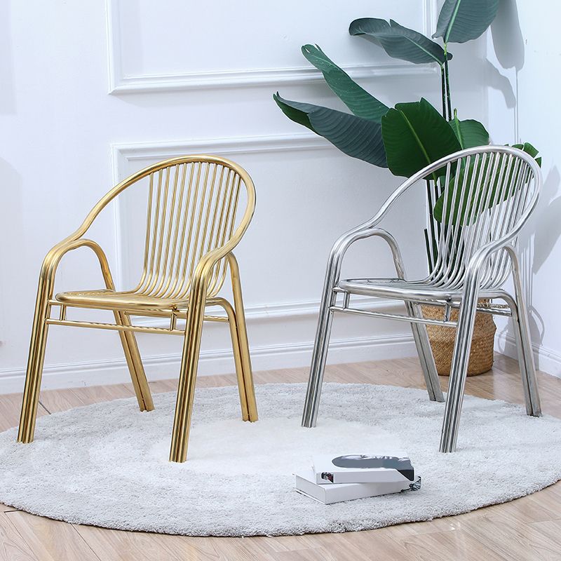 Sedia da pranzo in metallo da sala da pranzo contemporaneo con braccio