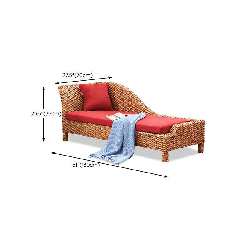 Sillón Chaise Lounge de ratán Chaise tapizado con un brazo