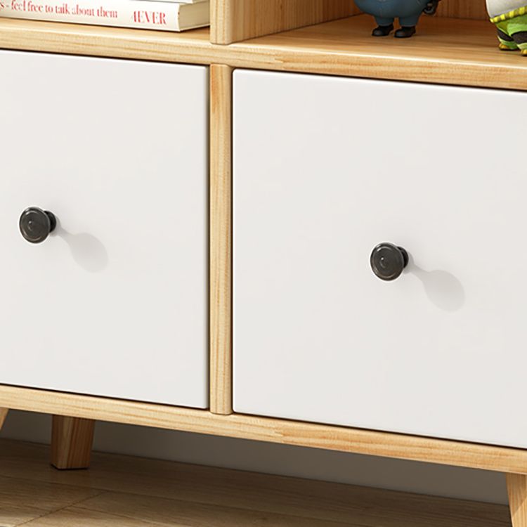 2-Drawer Solid Wood Accent Chest Natural Modern Cabinet with Shelves