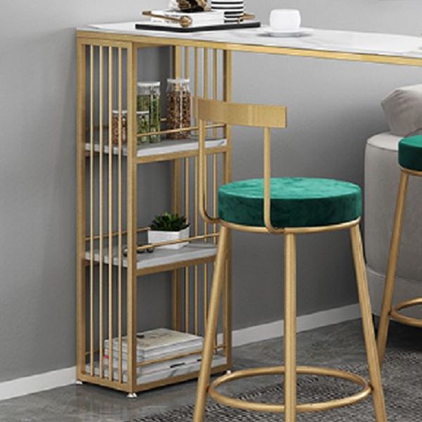 Sintered Stone Bar Height Table White Top Specialty Bistro Table with Shelves