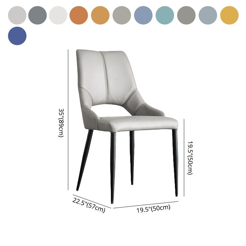 Leather Upholstered Armless Dining Chairs Open Back Side Chairs with Metal Leg Clearhalo ' kitchen&dining_furn' 'Dining Chairs' 'Dining Tables & Seating' 'dining_chair' 'furn' 'furn_dining_chair' 'Furniture' 'furniture_dining_chair' 'Kitchen & Dining Furniture' 'kitchen' 1200x1200_65579c1b-aa25-4e34-adf2-4695f50c0a6e