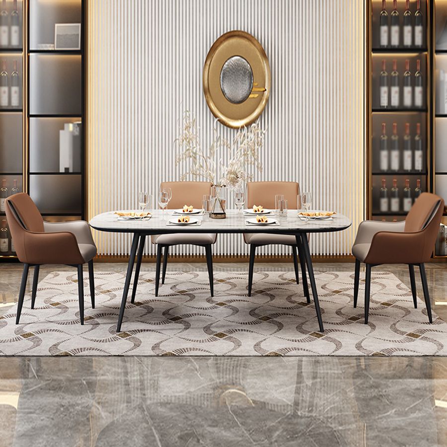 Scandinavian Home Arm Chair Metal Solid Back Upholstered Dining Room Chair Clearhalo ' kitchen&dining_furn' 'Dining Chairs' 'Dining Tables & Seating' 'dining_chair' 'furn' 'furn_dining_chair' 'Furniture' 'furniture_dining_chair' 'Kitchen & Dining Furniture' 'kitchen' 1200x1200_6557c42b-d33d-41ef-838e-a762949186bc