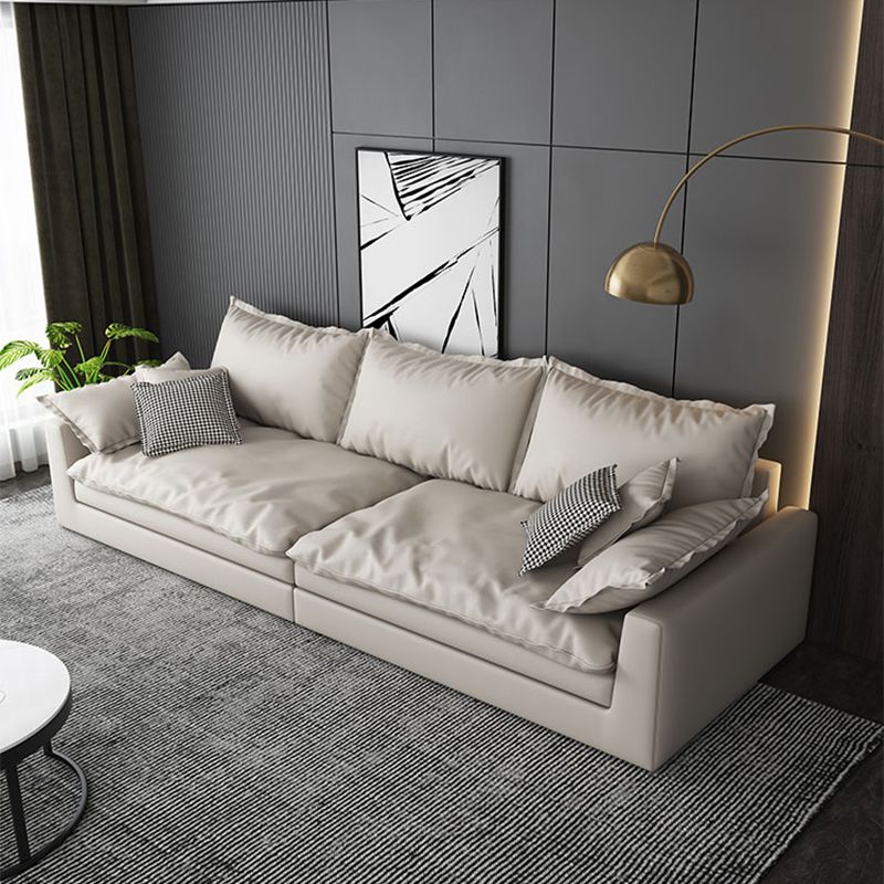 Faux Leather Living Room Sofa Square Arm Settee with Cushions Clearhalo 'furn' 'furn_sofas' 'Furniture' 'furniture_sofas' 'Living Room Furniture' 'Sofa' 'sofas' 1200x1200_65596b23-9b7b-42ab-8df6-293579247cdb