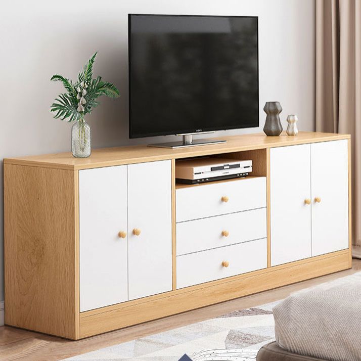 12 "D Consolet de télévision en bois moderne Console ouverte Stand de télévision avec tiroirs et portes