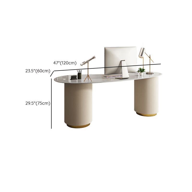 モダンな3引き出しオフィスデスクストーン29.53 "背の高い白いライティングデスク