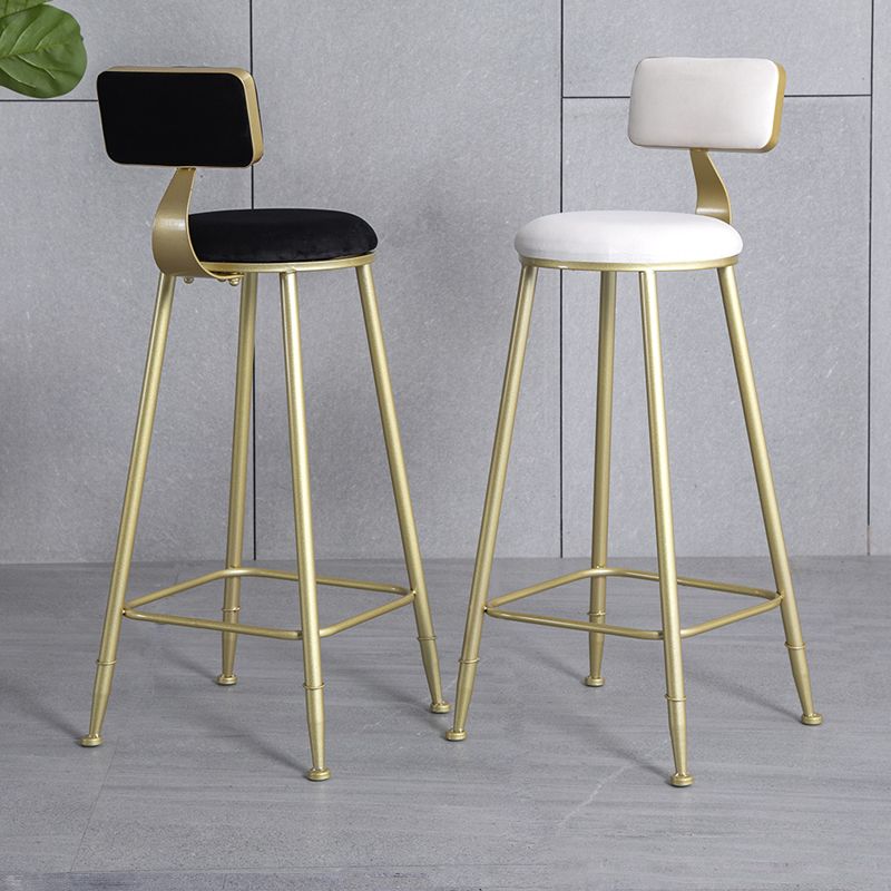 Glam Metal Upholstered Barstool Living Room Bar Stool with Low Back and Cushion Clearhalo 'Bar Furniture' 'Bar Stools' 'bar_stools' 'furn' 'furn_bar_stools' 'furniture_bar_stools' 'Kitchen & Dining Furniture' 'kitchen&dining_furn' 'kitchen' 'kitchen_furn' Furniture' 1200x1200_655aa095-f39f-44f9-a5a7-39693fc56654