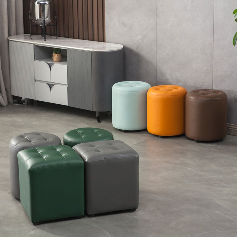 Contemporary Pouf Ottoman Genuine Leather Tufted Upholstered Solid Color Ottoman Clearhalo 'furn' 'furn_ottomans_poufs' 'Furniture' 'Living Room Furniture' 'Ottomans & Poufs' 'ottomans_poufs' 1200x1200_655ba027-672a-4bf6-ac28-aede5ed48321