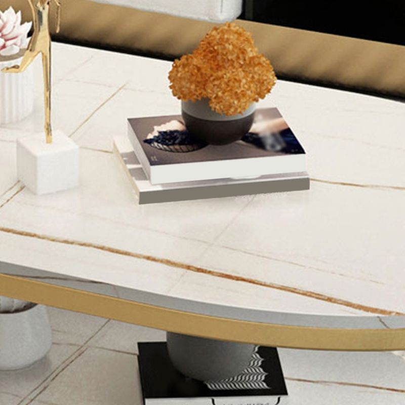 Glam 17.7" H Oval Slate Coffee Table Iron Frame Cocktail Table Clearhalo 'Coffee & Accent Tables' 'Coffee Tables' 'coffee_tables' 'furn' 'furn_coffee_tables' 'Furniture' 'Living Room Furniture' 1200x1200_655d2d78-4dc0-4eb7-a535-1500aab0fc20