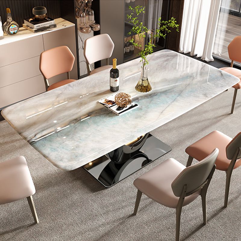 Table de dîner rectangulaire Table de salle à manger sur pied contemporaine