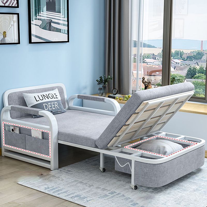 Foldable Linen Sleeper Sofa with Storage 30.7" Wide Gray Contemporary Clearhalo 'furn' 'furn_futons' 'Furniture' 'Futons & Daybeds' 'Futons' 'Living Room Furniture' 1200x1200_655d5fd5-8c40-4358-a417-263ce36aa0b0