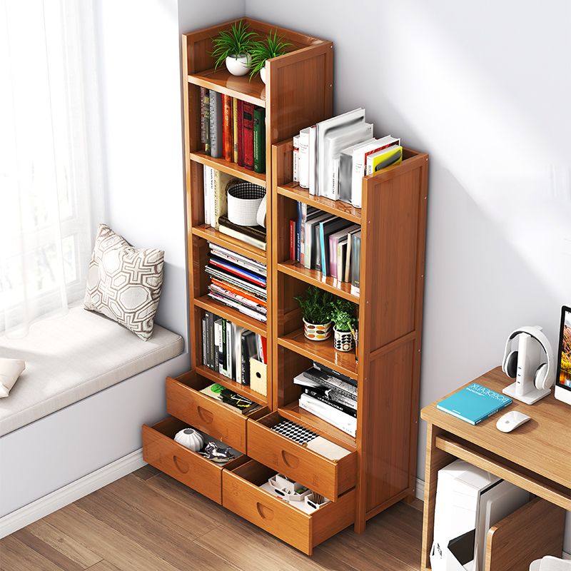 Closed Back Bamboo Bookshelf Contemporary Vertical Bookcase for Home Clearhalo 'Bookcases' 'furn' 'furn_bookcases' 'Furniture' 'Office Furniture' 1200x1200_655d8c3d-b5ce-4ed9-af43-0a11cd7fa9c8