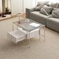 Modern 2 Nesting Glass Coffee Table Set Steel 4 Legs 1 - Drawer Cocktail Table Clearhalo 'Coffee & Accent Tables' 'Coffee Tables' 'coffee_tables' 'furn' 'furn_coffee_tables' 'Furniture' 'Living Room Furniture' 1200x1200_655de052-faa2-4ae7-8ca1-b5a04faf9f7d