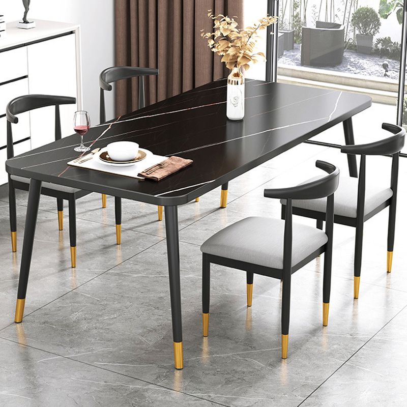 Rectangular Sintered Stone Dining Table Traditional Luxury Dining Furniture with 4 Legs