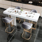 Glam Style Bar Table Rectangle Faux Marble Bar Dining Table with Double Pedestal
