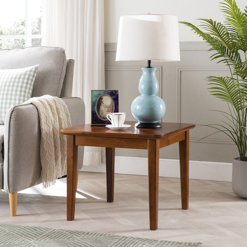 Modern Square End Table Solid Wood Top 4 Legs Sofa End Side Table