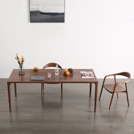 Modern Rectangle Walnut Wood Dining Set 1/2/3/5/7 Pieces Dining Table with Wood Chairs Clearhalo 'Dining Room Sets' 'Dining Tables & Seating' 'dining_room_set' 'furn' 'furn_dining_room_set' 'Furniture' 'furniture_dining_room_set' 'Kitchen & Dining Furniture' 1200x1200_6562b5ef-8a86-486b-b026-1984f37e07e8