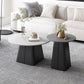 Table basse sur piédestal en acier moderne, ensemble de table ronde en ardoise