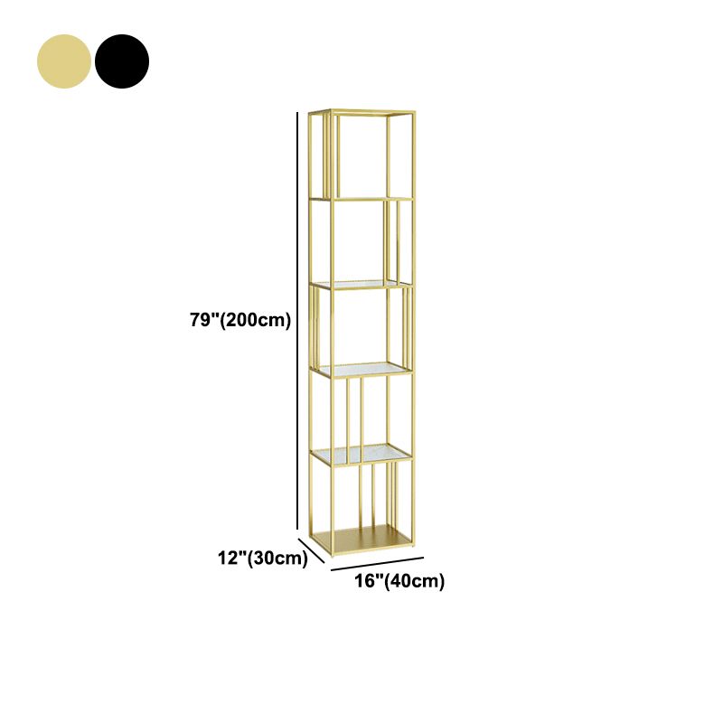 4-Shelf Modern Open Etagere Bookshelf with Iron Frame Glass Shelf Clearhalo 'Bookcases' 'Furniture' 'furniture_bookcases' 'kitchen' 'kitchen_bookcases' 'Living Room Furniture' 'Office Furniture' 1200x1200_656300d8-0f1e-4c32-b193-f5ed0f6e5293