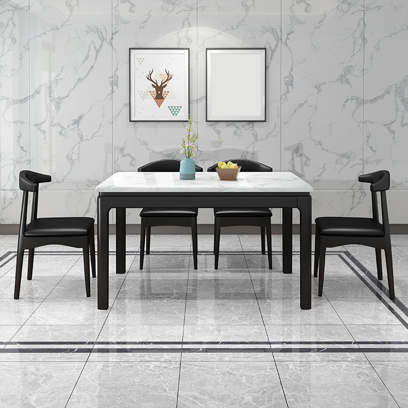 Traditional Style Marble Dining Table with White Rectangle Shape Table for Home Use Clearhalo 'Dining Room Sets' 'Dining Tables & Seating' 'dining_room_set' 'Furniture' 'furniture_dining_room_set' 'Kitchen & Dining Furniture' 'kitchen&dining_furn' 'kitchen' 1200x1200_6564e0a1-f97d-43e9-9e61-a02de82e0254