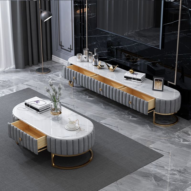 Skandinavische Nachahmung Marmorfernsehständer geschlossene Speicherfernsehkonsole mit Schubladen