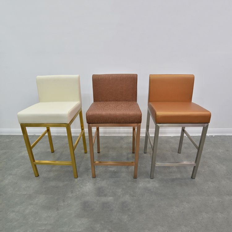 Glam Armless Backrest Counter Stool Stainless Steel Jewelry Store Bar Stool with Cushion Clearhalo 'Bar Furniture' 'Bar Stools' 'bar_stools' 'furn' 'furn_bar_stools' 'furniture_bar_stools' 'Kitchen & Dining Furniture' 'kitchen&dining_furn' 'kitchen' 'kitchen_furn' Furniture' 1200x1200_6565f76e-4504-4373-b4c8-89bccbb6ed68