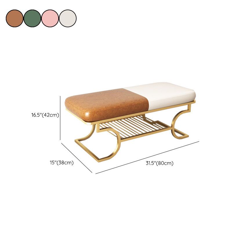 Metal Entryway Bench Modern Rectangle Seating Bench with Upholstered Clearhalo 'Benches' 'Chairs & Seating' 'furn' 'furn_benches' 'Furniture' 'Living Room Furniture' 1200x1200_65661742-9dd6-4e1a-8616-6d2ad36d18d9