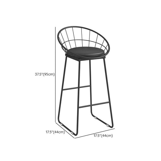 Metal Low Back Dining Stools Glam Armless Bar Stools with Black Metal Base