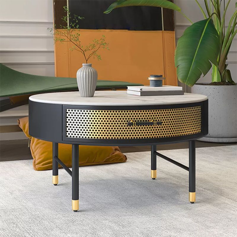 17.7" H Round Slate Coffee Table 4 Legs Cocktail Table with Drawer Clearhalo 'Coffee & Accent Tables' 'Coffee Tables' 'coffee_tables' 'furn' 'furn_coffee_tables' 'Furniture' 'Living Room Furniture' 1200x1200_656a2a3d-3fe7-4aa9-9d84-5196aa549796