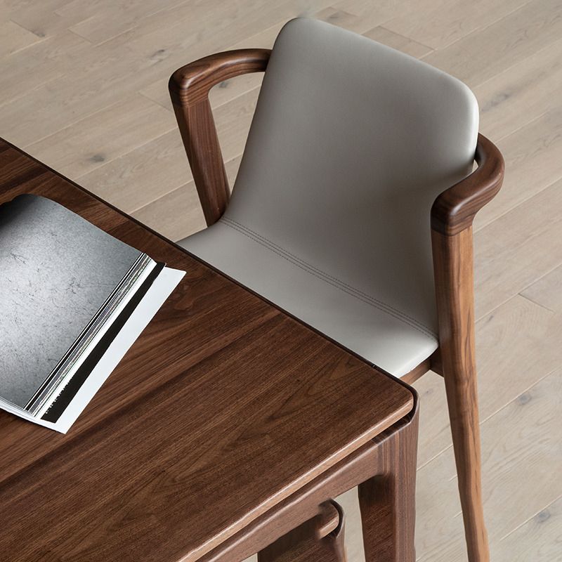 Home Walnut Wood Dining Chair Contemporary Upholstered Arm Chair Clearhalo 'Dining Chairs' 'Dining Tables & Seating' 'dining_chair' 'furn' 'furn_dining_chair' 'Furniture' 'Kitchen & Dining Furniture' 1200x1200_656a6456-a95f-4c9a-90cd-7d9c1ab94b6c