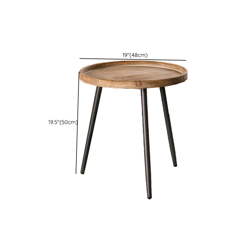19.68 "背の高いソリッドウッドラウンドトレイトップエンドテーブル鉄3脚サイドテーブル