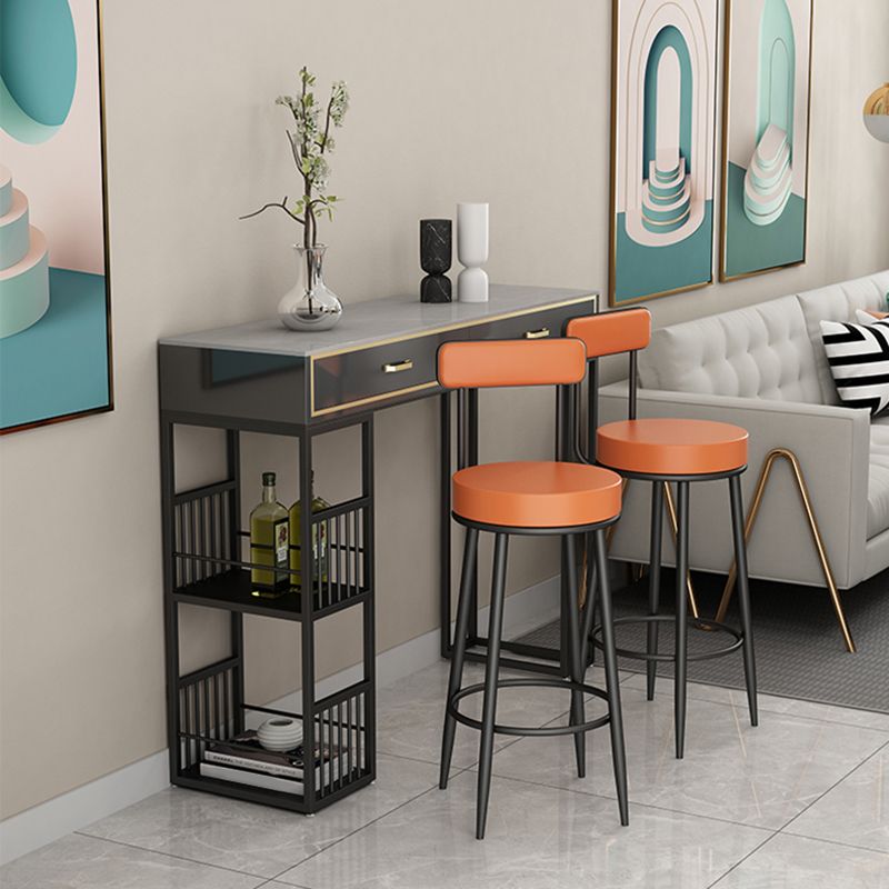 Scandinavian Upholstered Metal Counter Stools Low Back Bar Stools with Round Seat Clearhalo 'Bar Furniture' 'Bar Stools' 'bar_stools' 'furn' 'furn_bar_stools' 'Furniture' 'furniture_bar_stools' 'Kitchen & Dining Furniture' 1200x1200_656c45b3-e7e7-4dde-9b71-6ebd0d5fc017