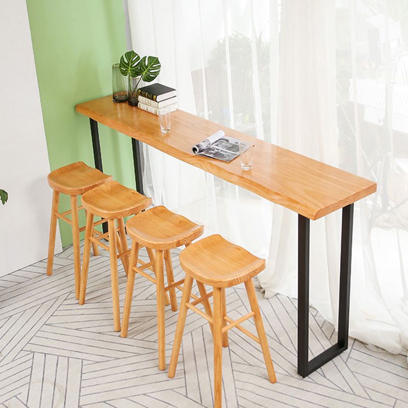 PIne Wood Bar Dining Table Modern Bar Table with Sled Base for Milk Tea Shop Kitchen Clearhalo 'Bar Furniture' 'Bar Tables' 'bar_tables' 'furn' 'furn_bar_tables' 'Furniture' 'furniture_bar_tables' 'Kitchen & Dining Furniture' 1200x1200_656d14a7-4df4-45af-bbcd-f02b2f0c5e2d