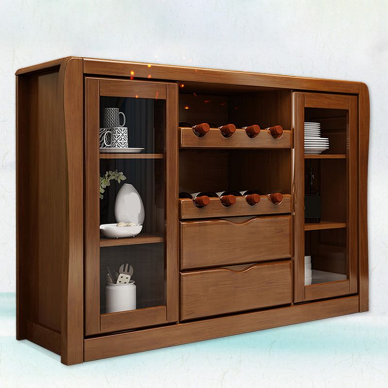 Modern Sideboard Buffet Glass Doors Buffet Table with 2-Drawer and 2-Door,17" W X 35" H Clearhalo 'buffet_sideboard' 'Buffets & Sideboards' 'furn' 'furn_buffet_sideboard' 'Furniture' 'Kitchen & Dining Furniture' 1200x1200_65706fd6-74d2-41dd-954b-fe6fccb0fe1c