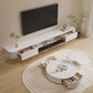 Support multimédia mural blanc avec tiroirs, console TV contemporaine, imitation bois