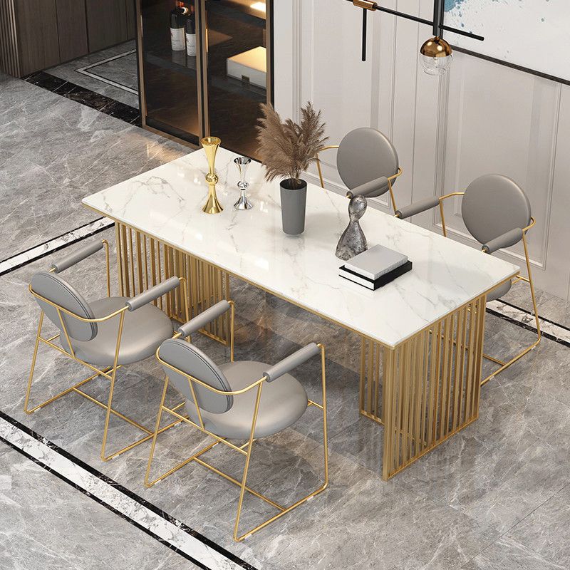 Rectangle Dining Table Traditional Luxury Dining Table with Iron Base Clearhalo 'Dining Tables & Seating' 'Dining Tables' 'dining_table' 'furn' 'furn_dining_table' 'Furniture' 'furniture_dining_table' 'Kitchen & Dining Furniture' 'kitchen' 'kitchen_dining_table' 1200x1200_6572276c-2e16-4db8-98f6-c60e5e93dae2