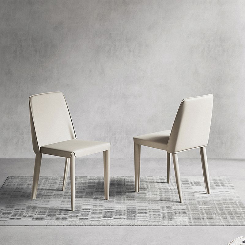Contemporary Leather Dining Chairs Armless Solid Back Chair for Kitchen Clearhalo ' kitchen&dining_furn' 'Dining Chairs' 'Dining Tables & Seating' 'dining_chair' 'furn' 'furn_dining_chair' 'Furniture' 'furniture_dining_chair' 'Kitchen & Dining Furniture' 'kitchen' 1200x1200_6573339b-4ed9-4ffa-85f4-c0f58e036ac0