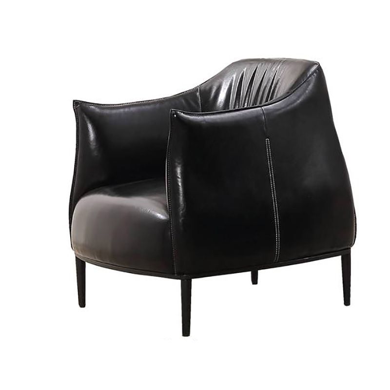 Contemporary Faux Leather Accent Chair Fixed Back Barrel Accent Chair Clearhalo 'Accent Chairs' 'accent_chairs' 'Chairs & Seating' 'furn' 'furn_accent_chairs' 'Furniture' 'Living Room Furniture' 1200x1200_65748920-bc08-48e2-81e2-f30fbdad5881