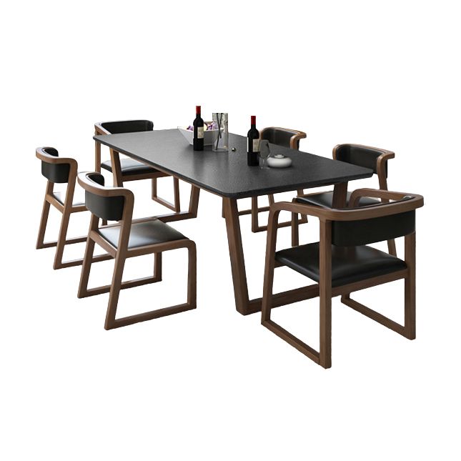 Tavolo da pranzo moderno rettangolare per tavolo da pranzo con piano in pietra nera domestica